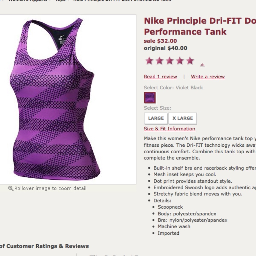 NWT NIKE DRI-FIT Women's Active Top size M